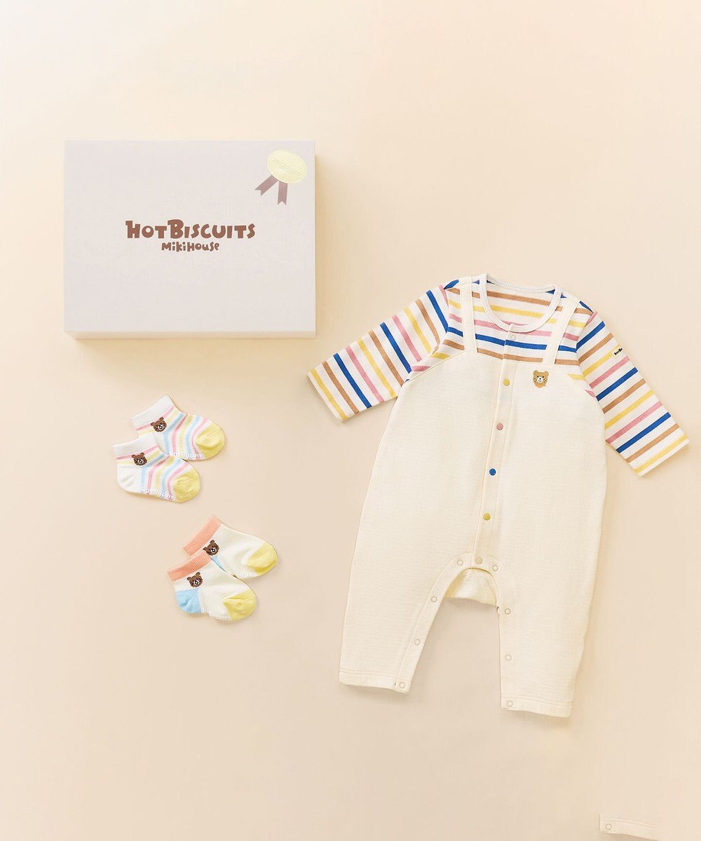 MIKI HOUSE HOT BISCUITS カバーオール＆ローカットソックスギフトセット【BOX付き】 