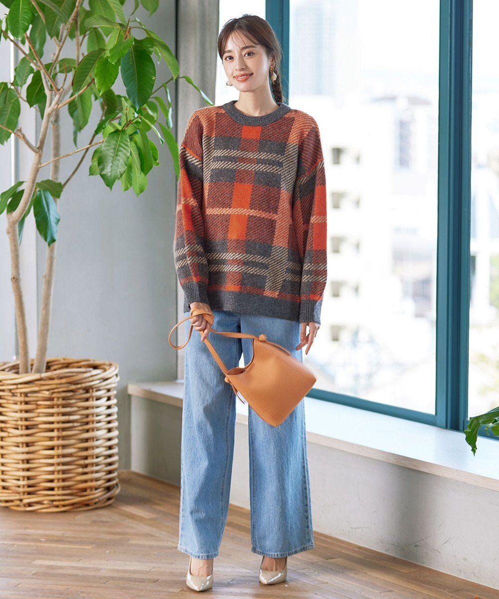 Tiaclasse 【洗える】チェック柄プルオーバーニット 