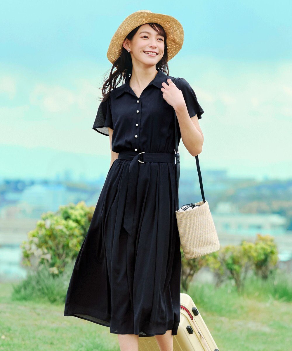 Tiaclasse 【洗える】シアー楊柳シャツワンピース 