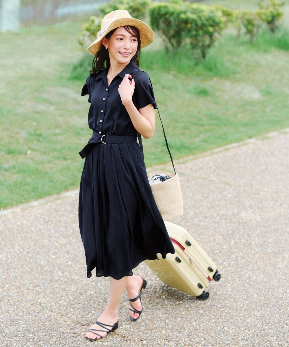 Tiaclasse 【洗える】シアー楊柳シャツワンピース 