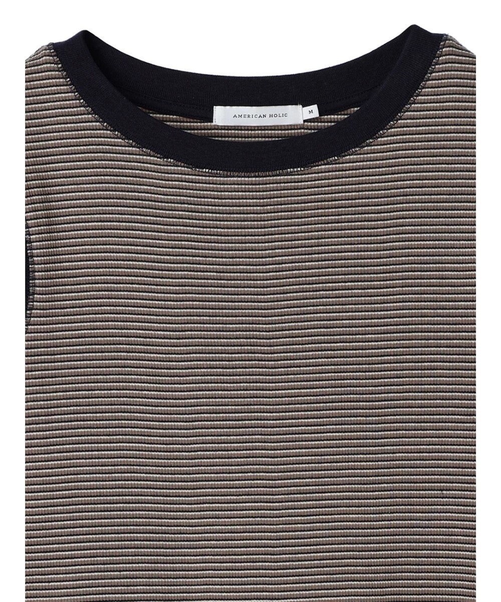 AMERICAN HOLIC ミジンボーダーノースリーブカットプルオーバー 