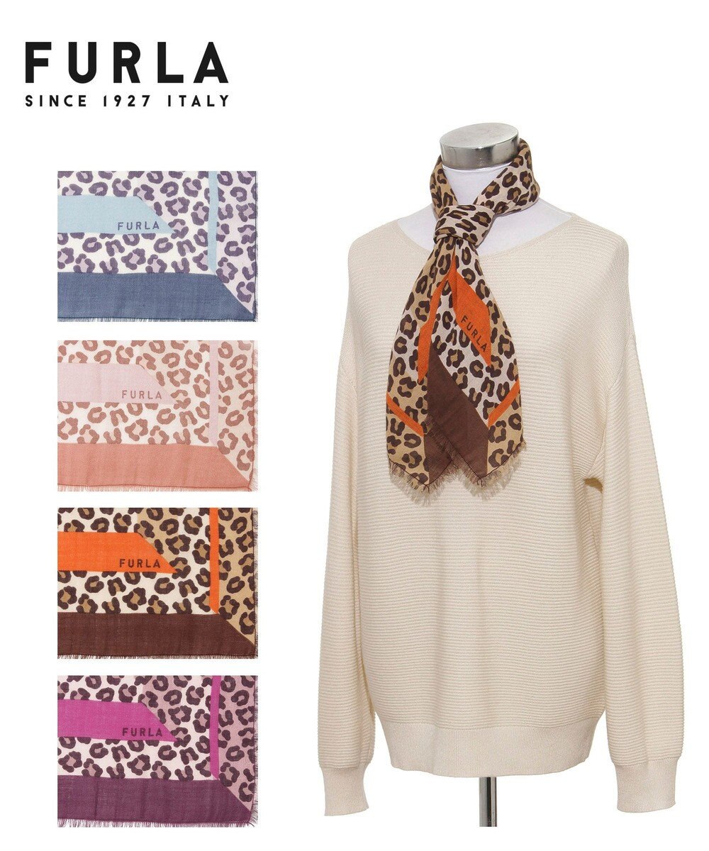 MOONBAT FURLA(フルラ）レオパードウールスカーフ 80×80㎝ 