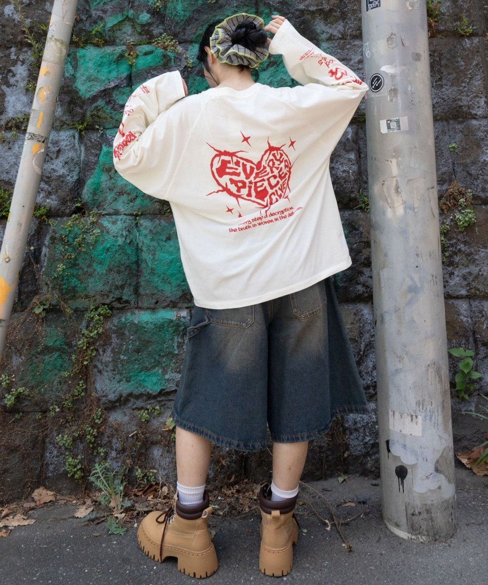 WEGO 【ユニセックス着用ITEM/MLサイズ展開】スリーブロゴグラフィックラグランT（LS） 