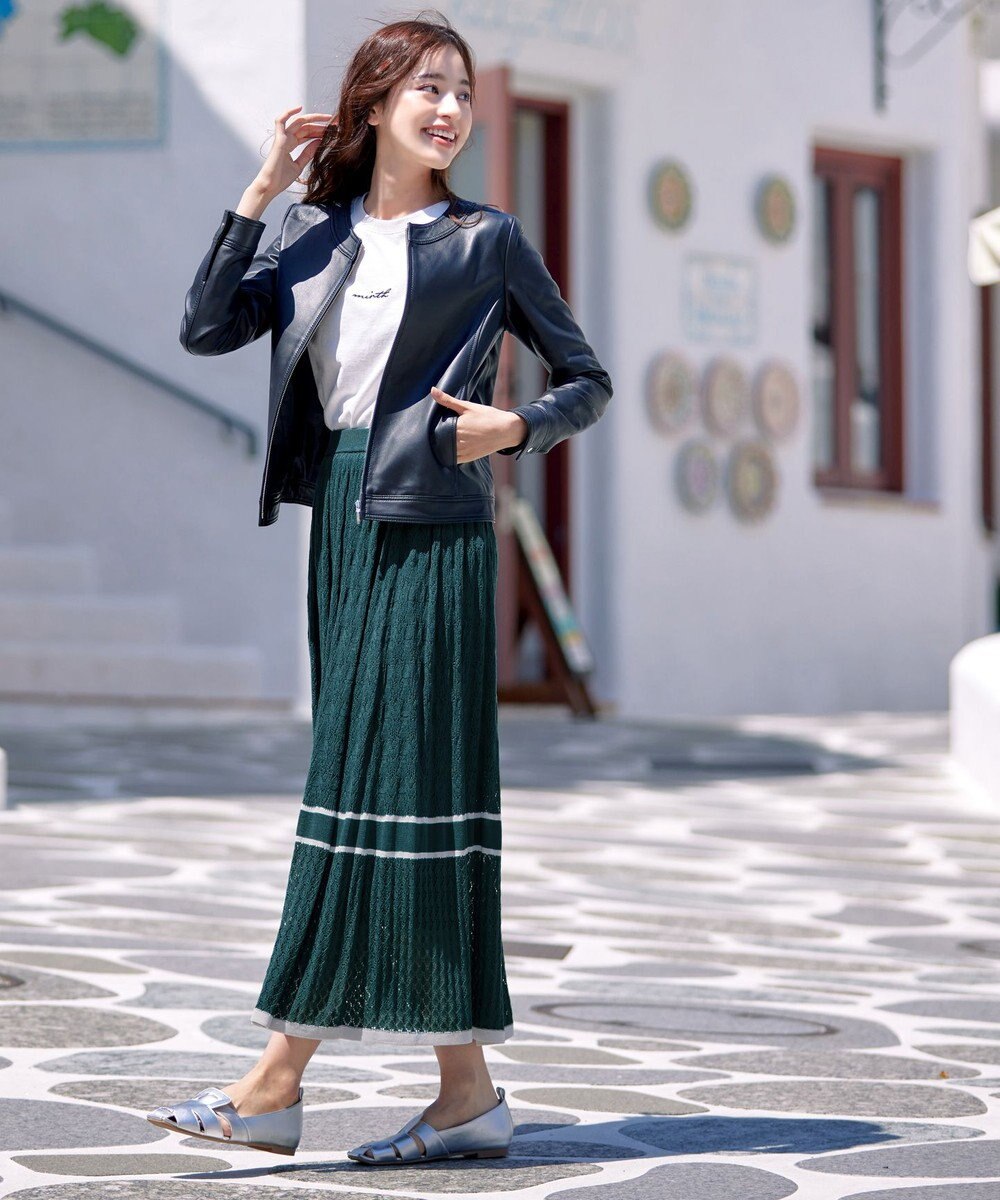 Tiaclasse クロシェ編み配色ニットスカート 