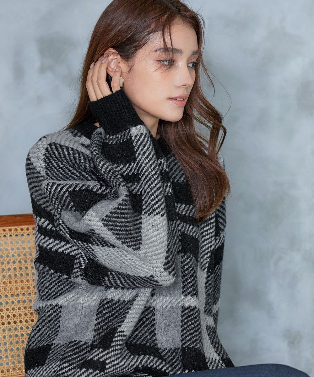 Tiaclasse 【洗える】チェック柄プルオーバーニット 