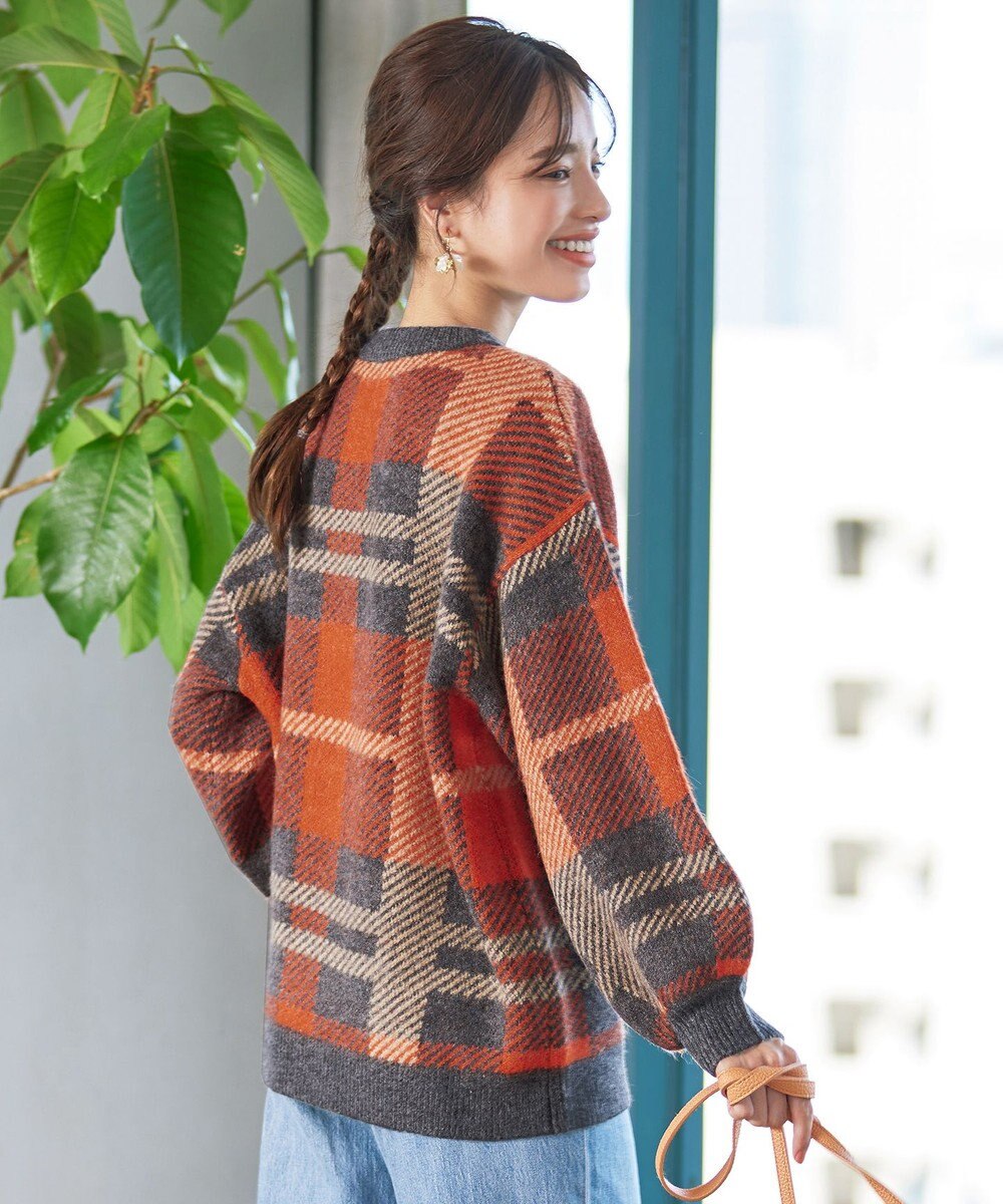 Tiaclasse 【洗える】チェック柄プルオーバーニット 