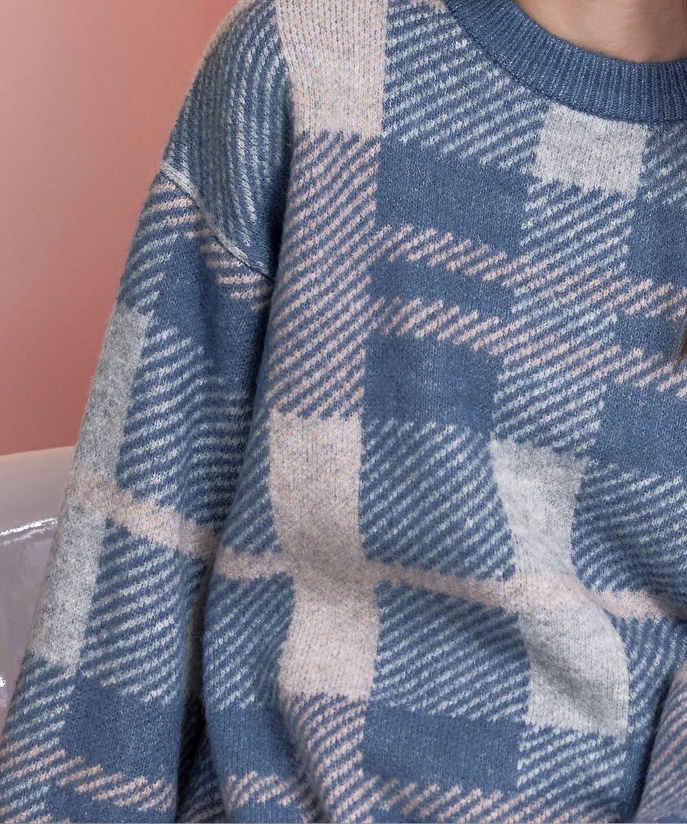 Tiaclasse 【洗える】チェック柄プルオーバーニット 