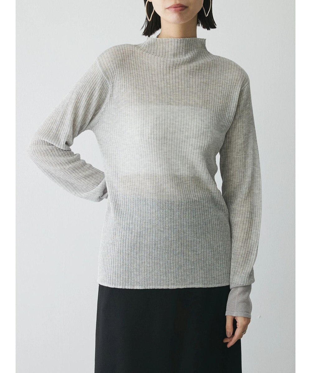 Green Parks AnriettMusee ラメ切替スリーブリブシアーニット 