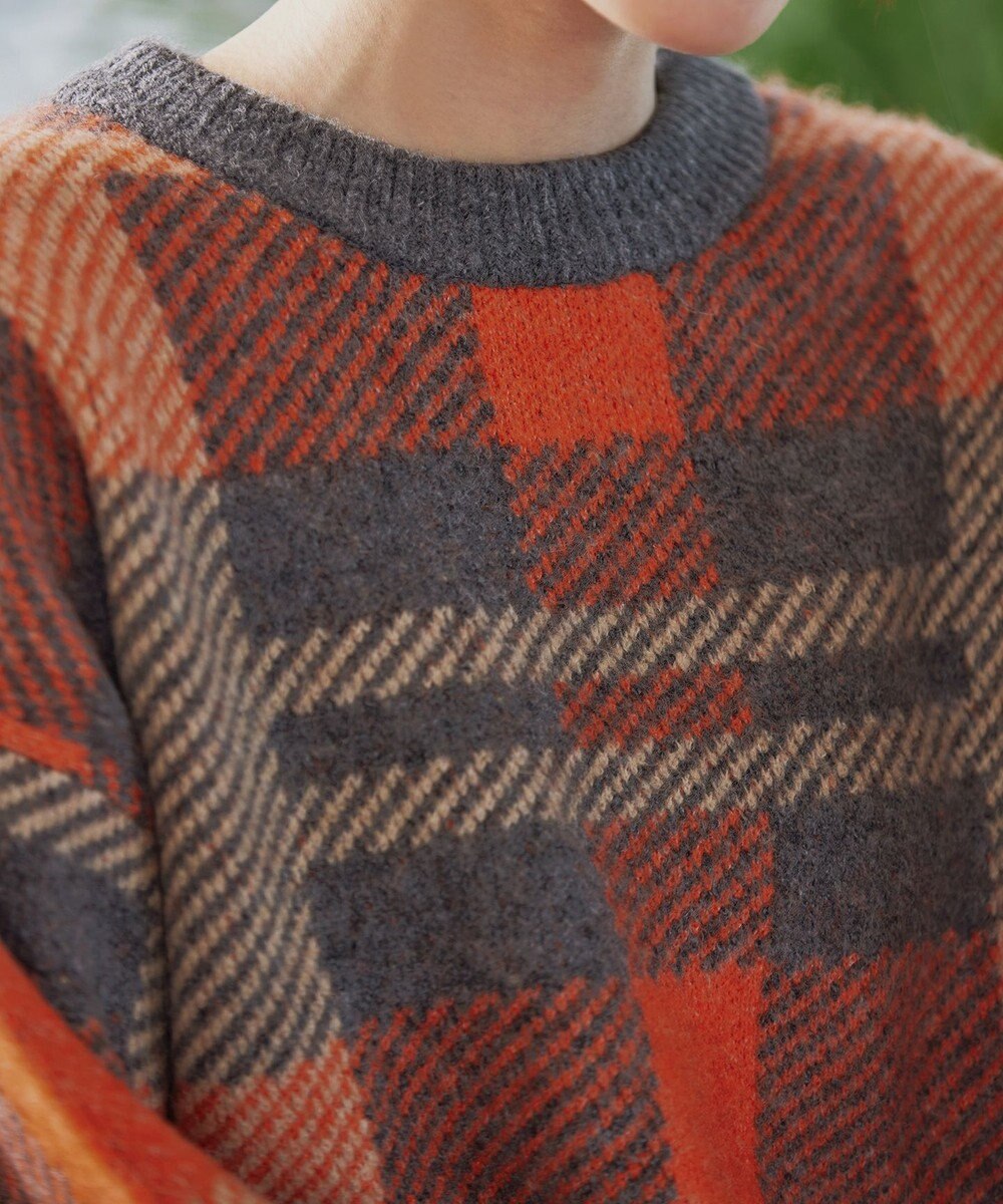 Tiaclasse 【洗える】チェック柄プルオーバーニット 