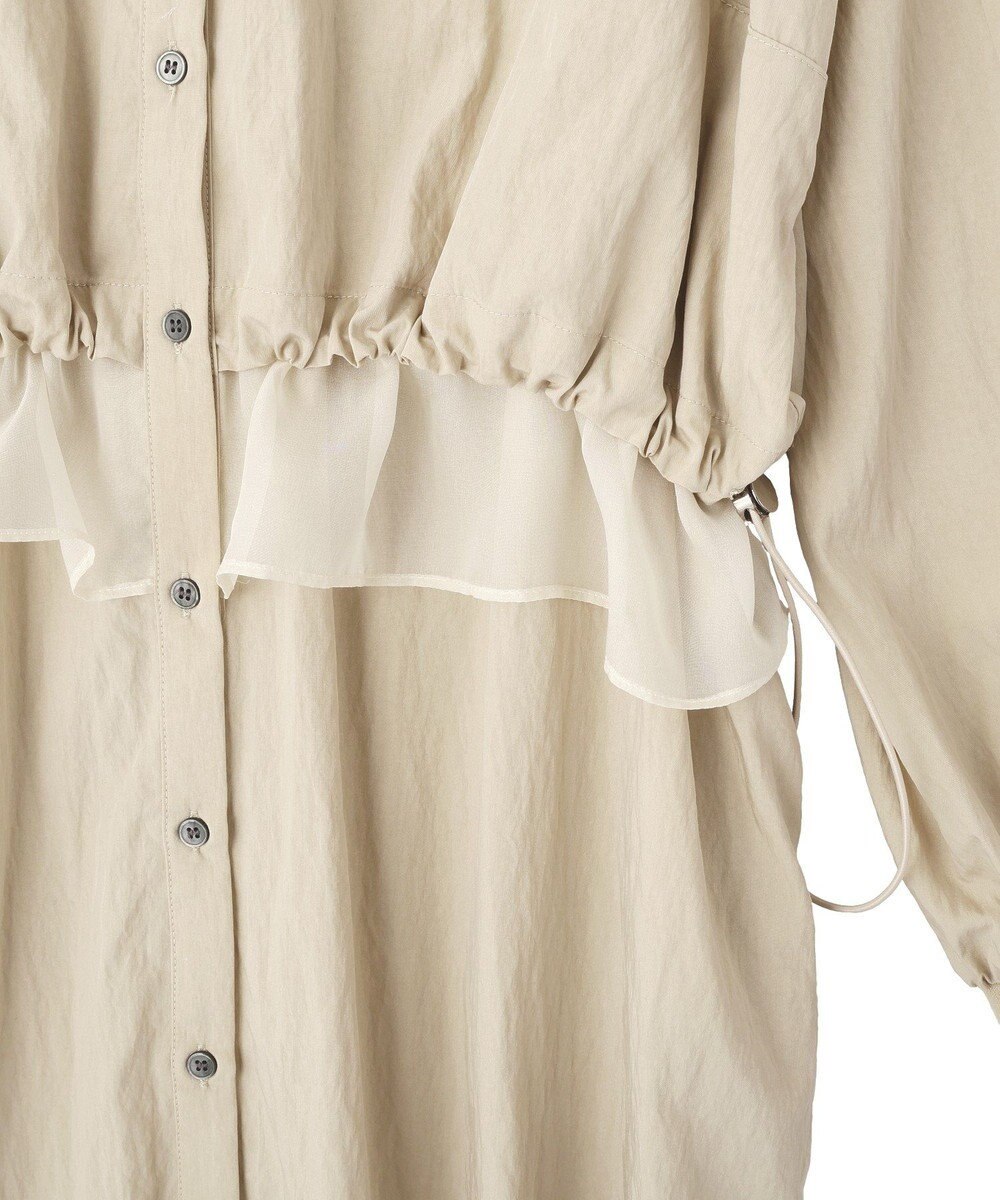 YECCA VECCA シアーMIXドロストデザインシャツワンピース 