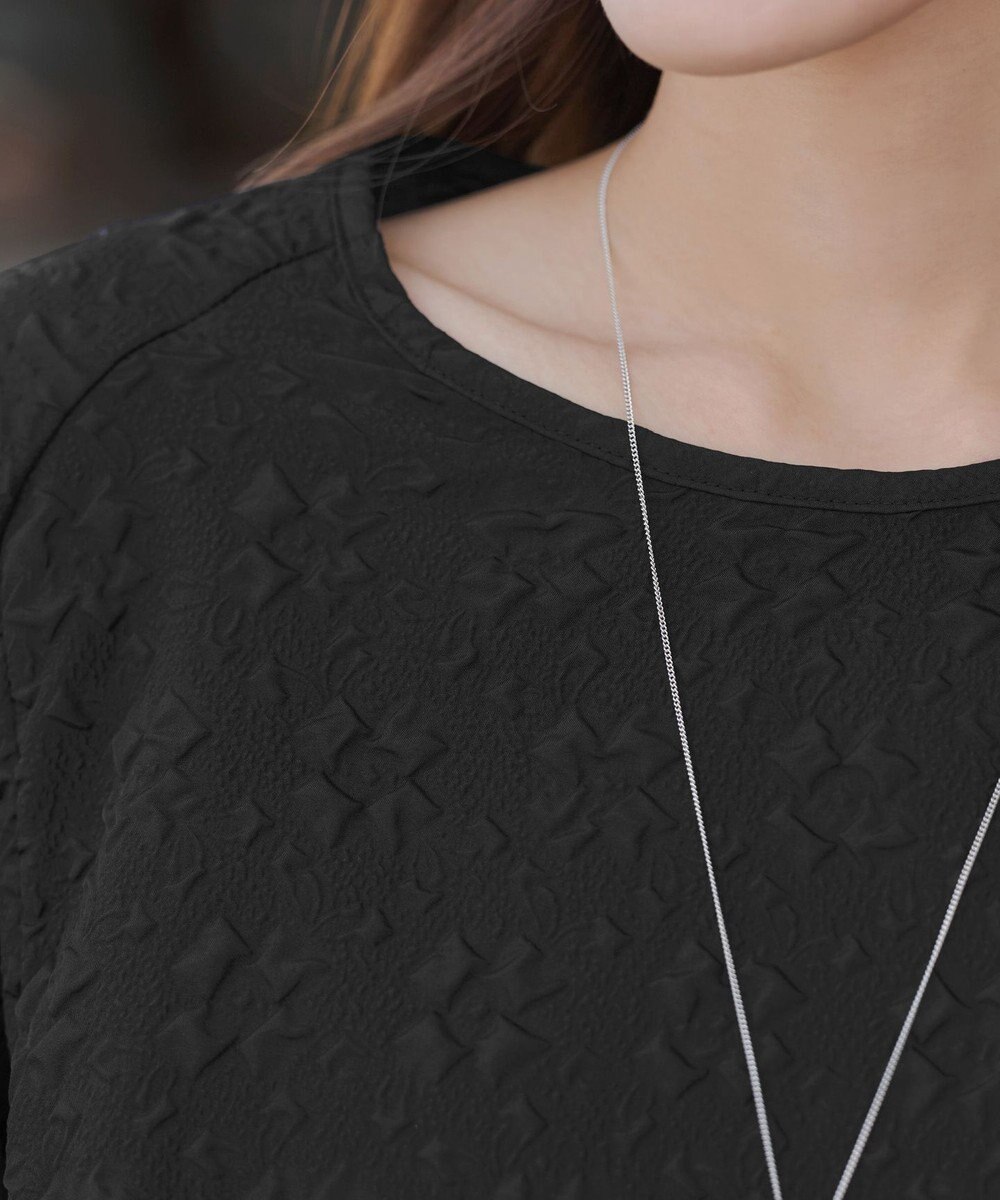 Tiaclasse 【洗える】ふくれジャガードバルーンスリーブチュニックブラウス 