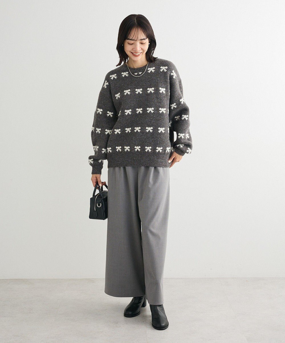 Green Parks ・ｓｗｉｎｇ　ｂｙ　リボンジャカードクルーニット 