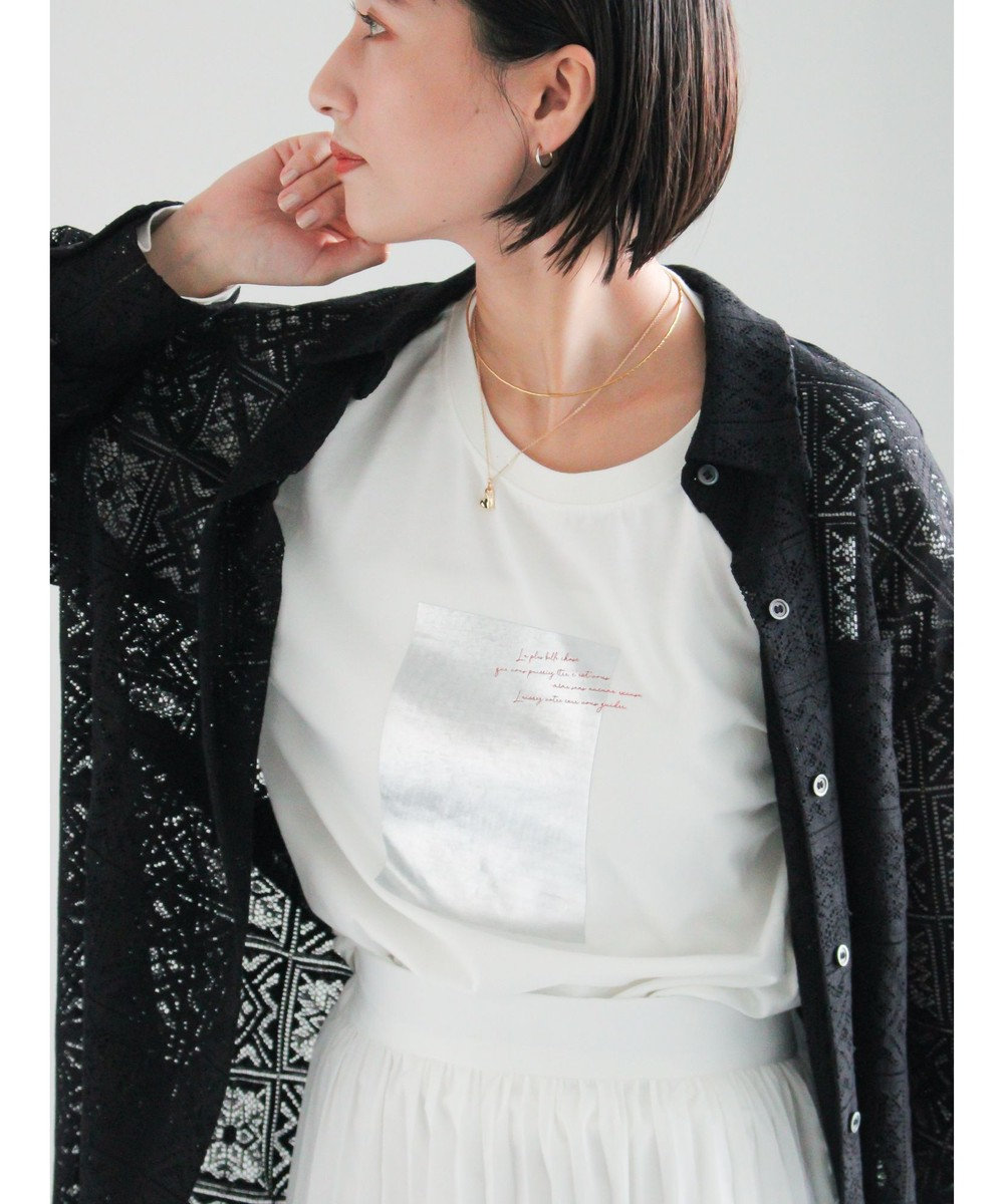 Te chichi 箔プリントロングTシャツ 