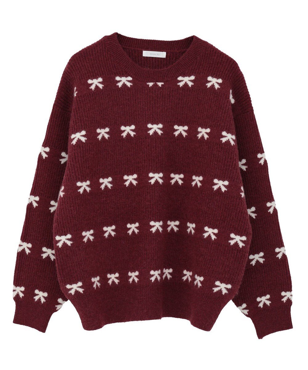 Green Parks ・ｓｗｉｎｇ　ｂｙ　リボンジャカードクルーニット 