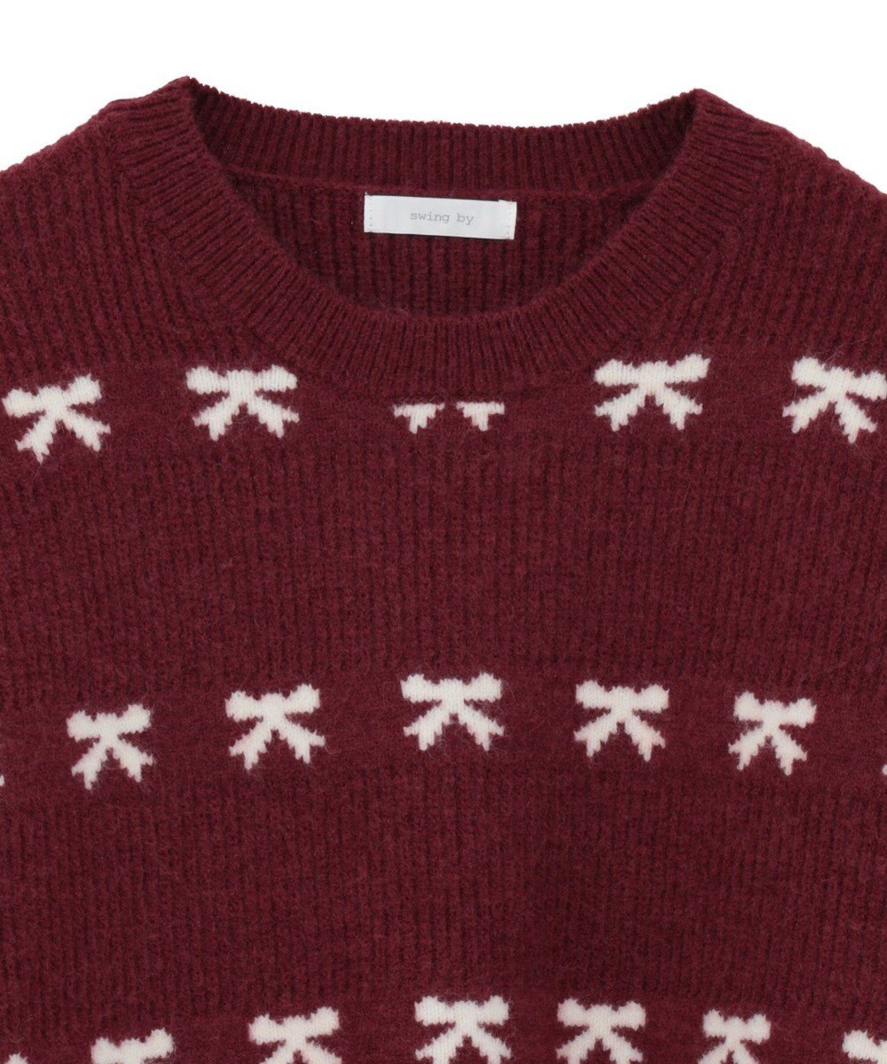 Green Parks ・ｓｗｉｎｇ　ｂｙ　リボンジャカードクルーニット 