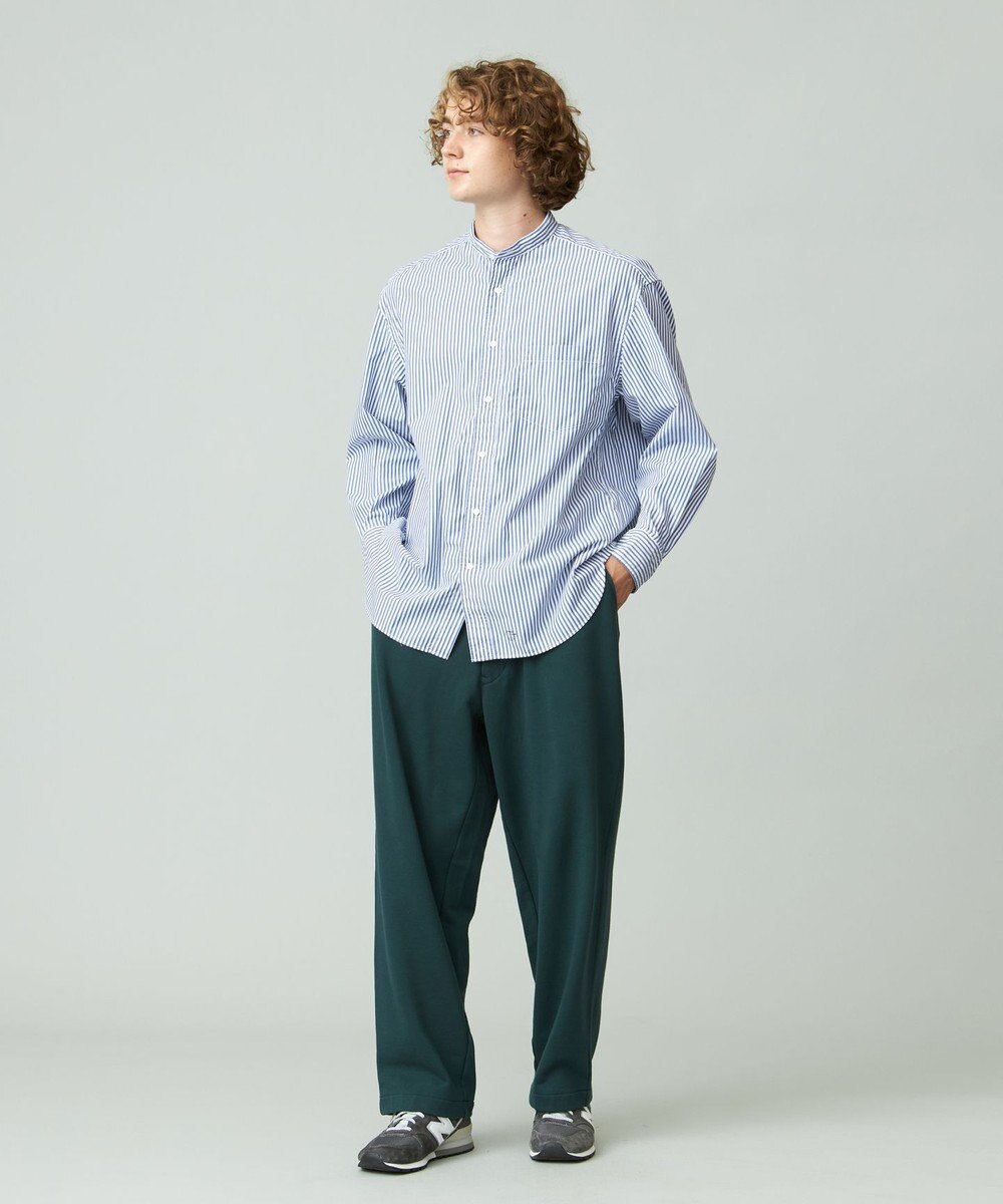 J.PRESS YORK STREET 【UNISEX】タイプライターストライプ バンドカラーシャツ 