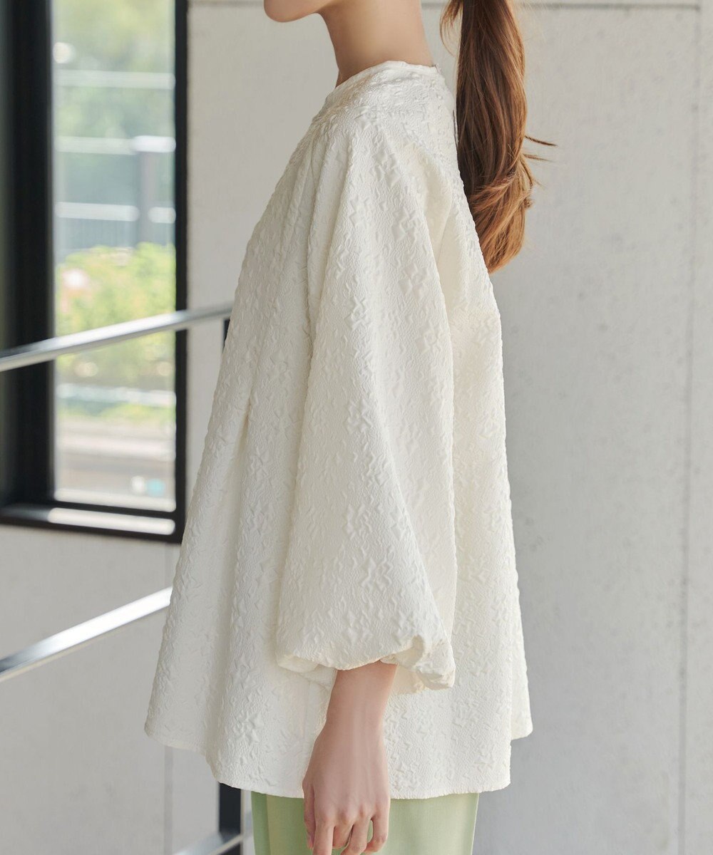 Tiaclasse 【洗える】ふくれジャガードバルーンスリーブチュニックブラウス 