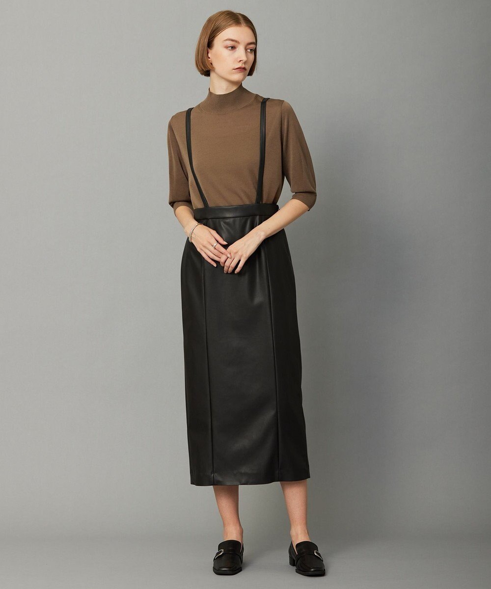 ICB フェイクレザー ナロースカート（サスペンダー付き） 