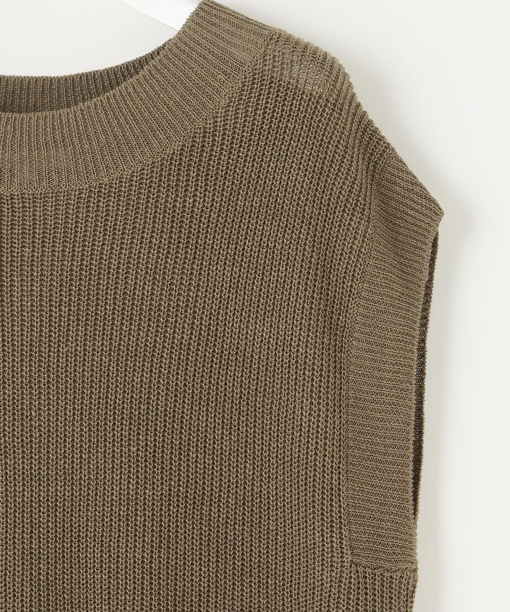 自由区 S 【洗える】リネンミドルゲージニット ベスト 