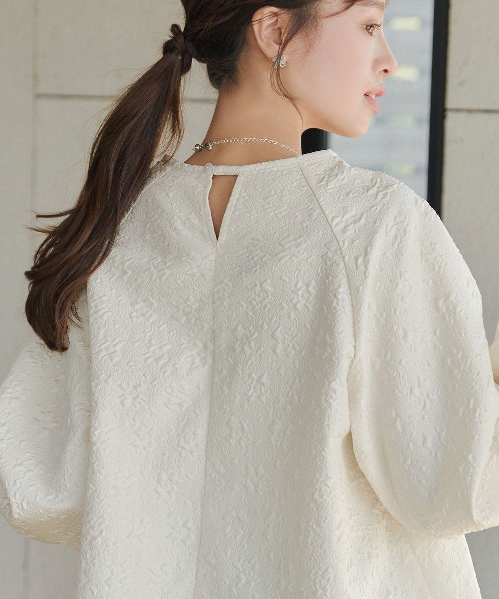 Tiaclasse 【洗える】ふくれジャガードバルーンスリーブチュニックブラウス 