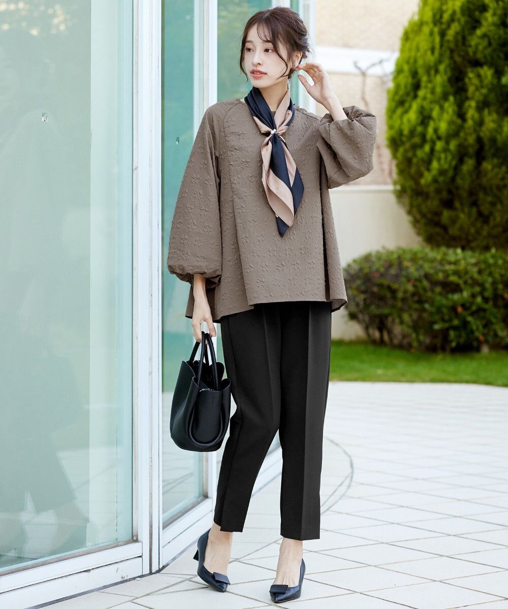 Tiaclasse 【洗える】ふくれジャガードバルーンスリーブチュニックブラウス 