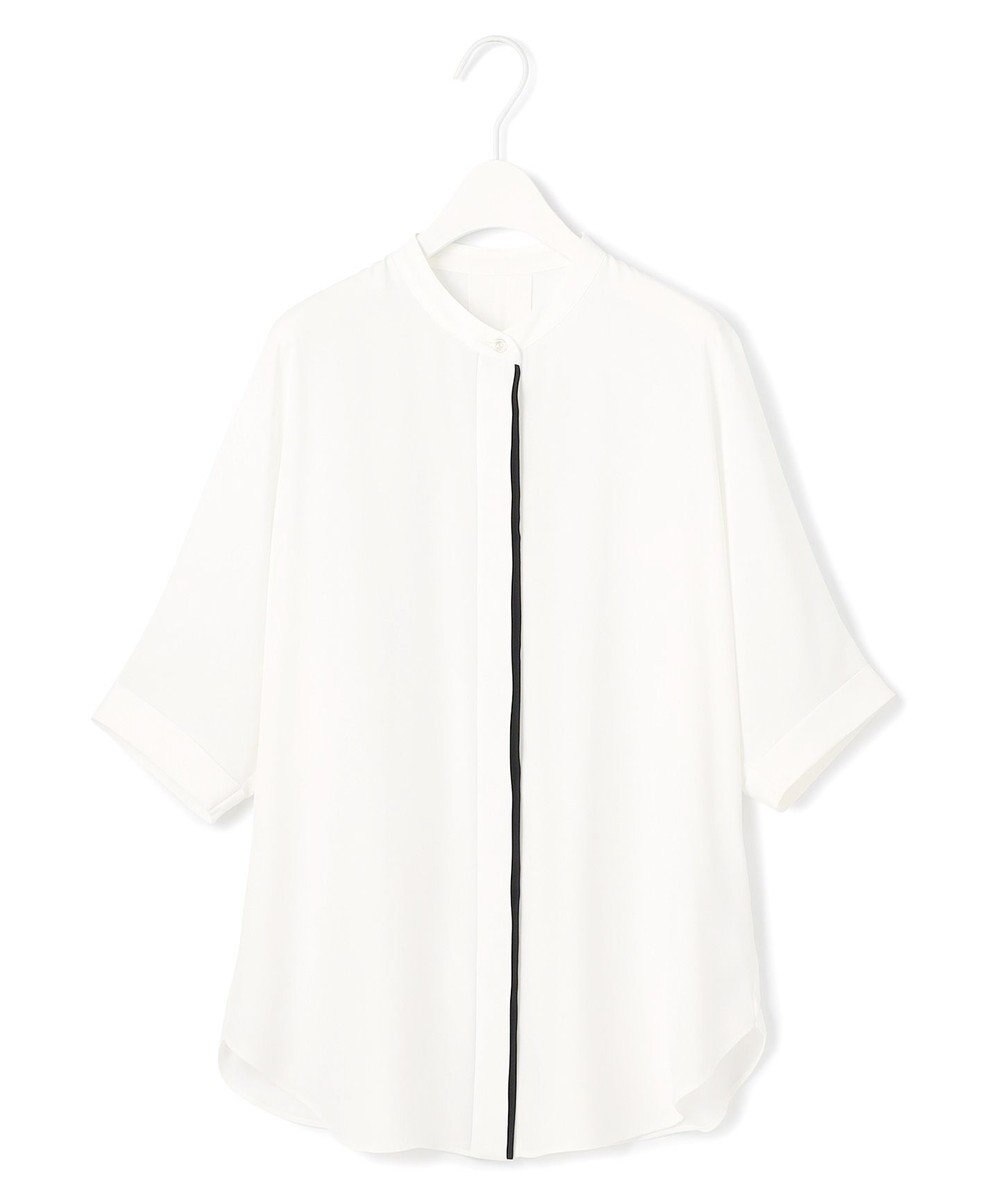 ICB L 【人気のため新色追加・接触冷感・UVケア・速乾・洗える】BackSatinAmunzen 5分袖バンドカラーブラウス 