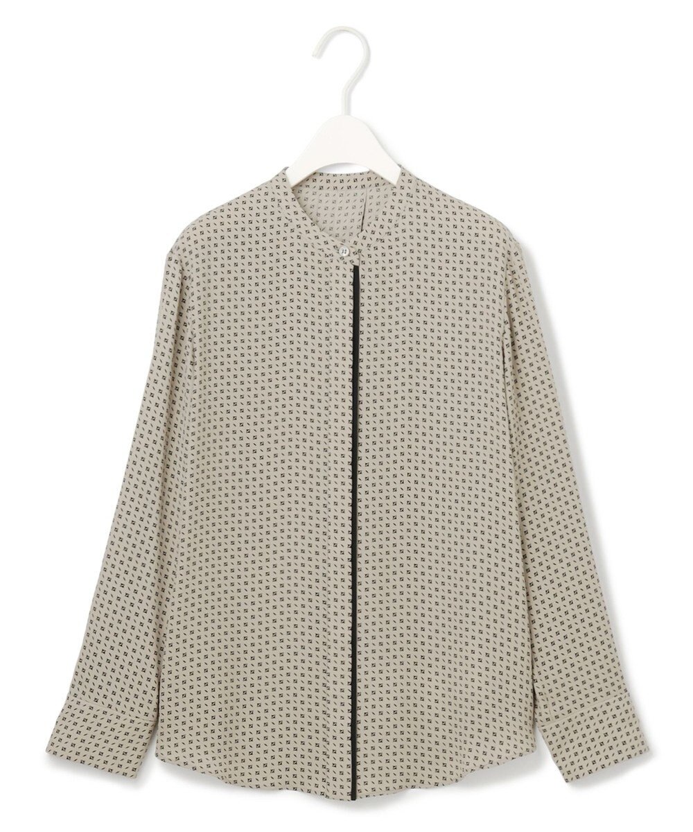 ICB L 【UVケア・速乾・洗える】BackSatinAmunzen バンドカラーブラウス 