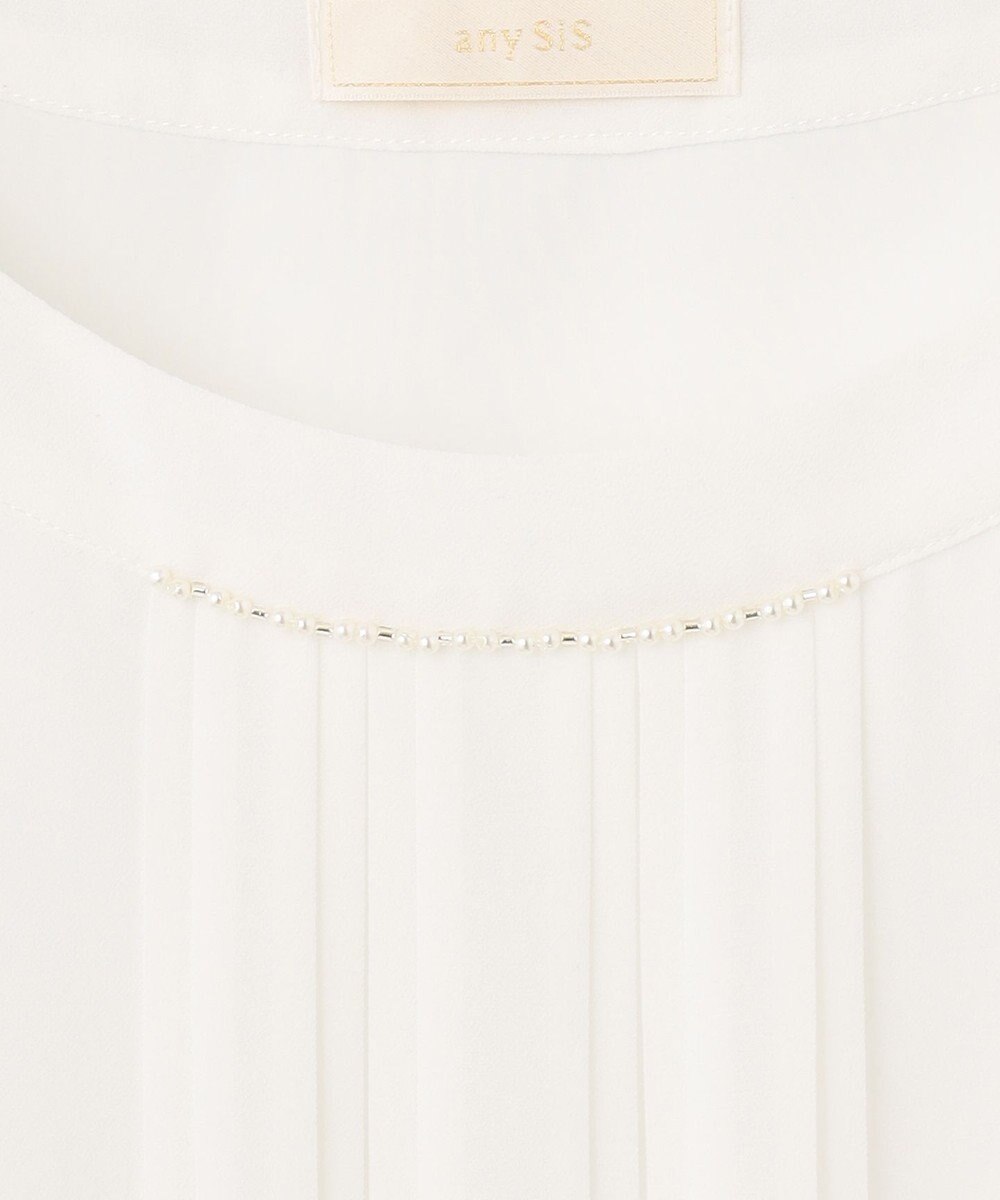 ANY SIS 【洗える】フロントプリーツシフォンブラウス 