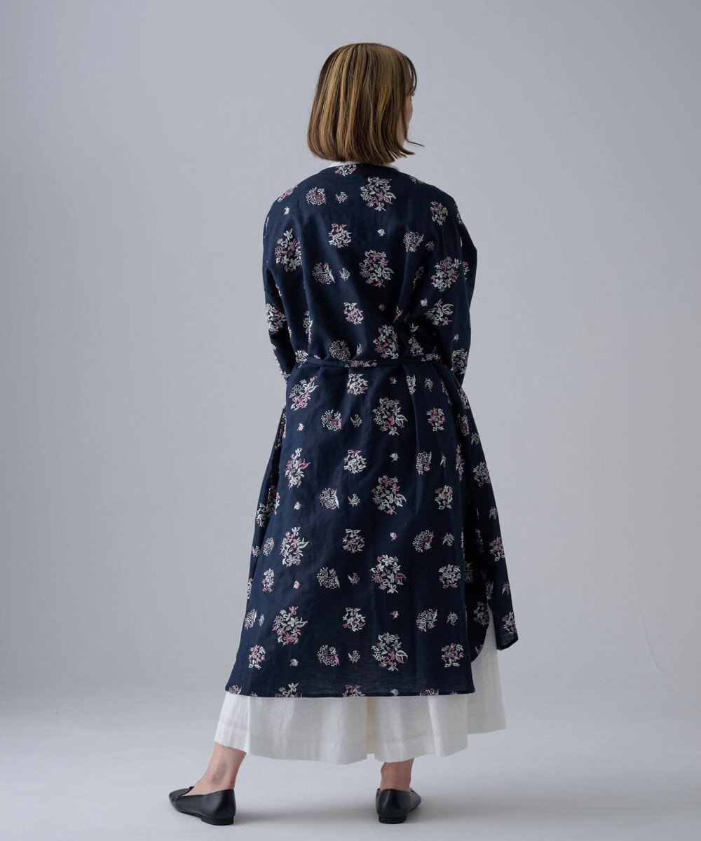 muuc 〈2WAY〉〈コットン×リネン〉〈高品質なドライタッチ生地〉〈遠州織物の工場で織られた上質なコットン生地〉野小花刺繍 羽織り＆ワンピースドレス 