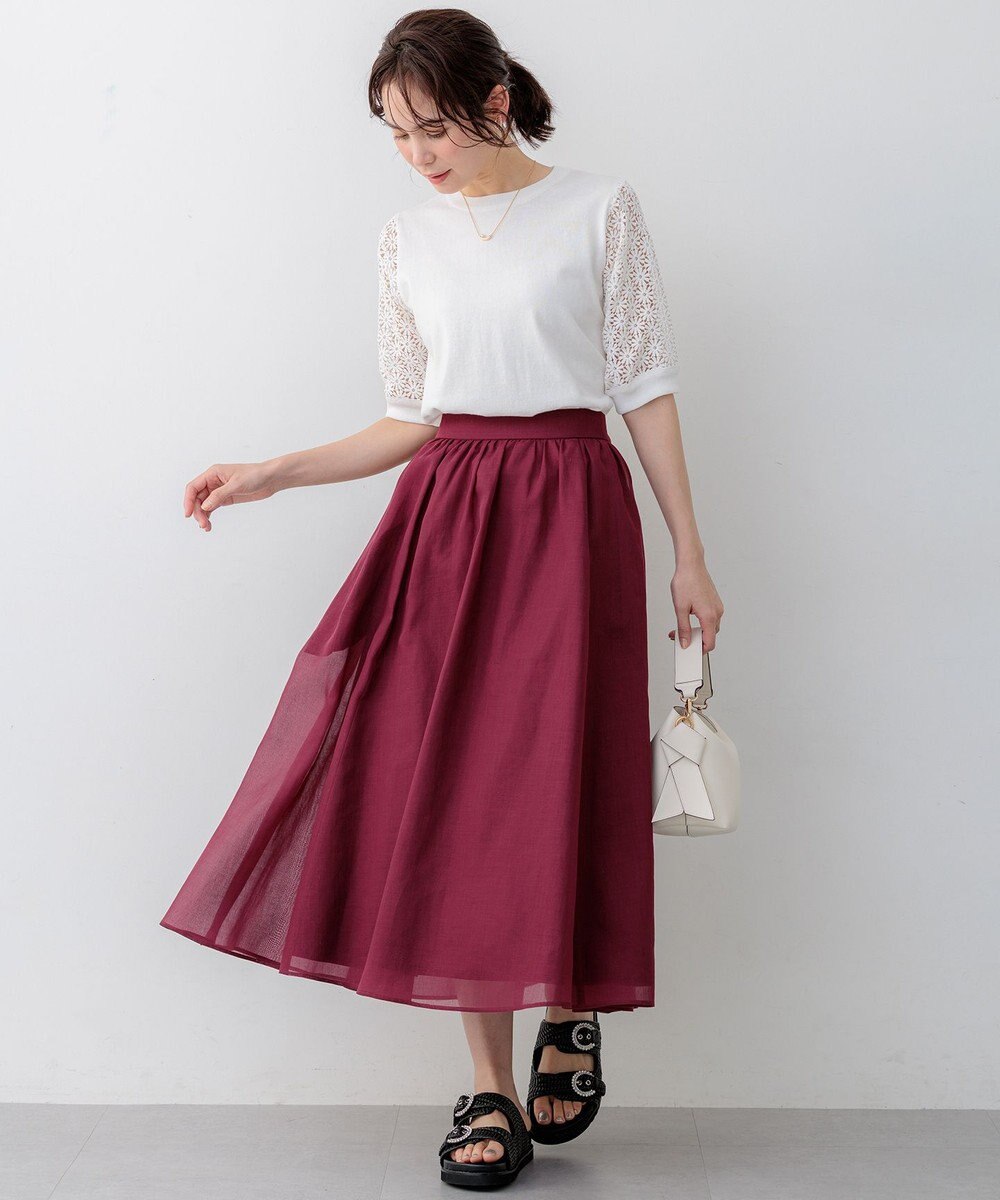 組曲 【先行予約】コットンフラワーレーシープルオーバー ニット 