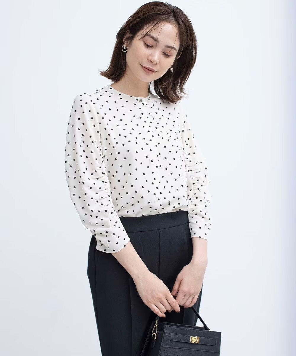組曲 ドットジョーゼットプリント ブラウス 