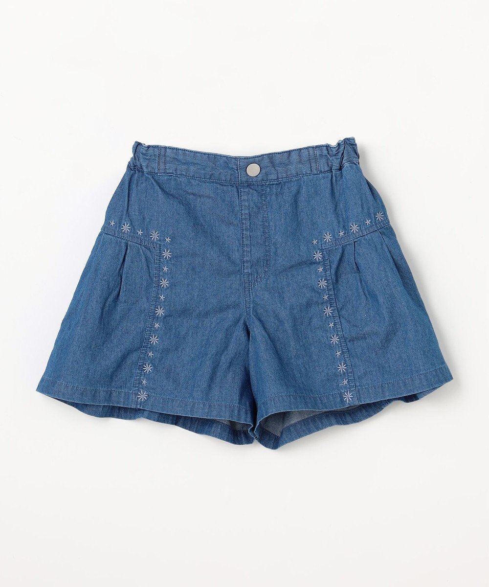 組曲 KIDS 【110-140㎝】 ブルーフラワーデニムキュロット 