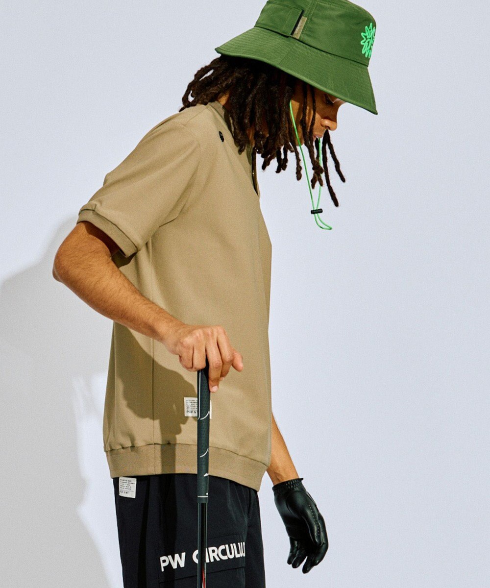 PW CIRCULUS 【吸水速乾 / UV遮蔽率99% UVカット / ストレッチ】【MEN】ベースボールカラーポロシャツ ゴルフ 