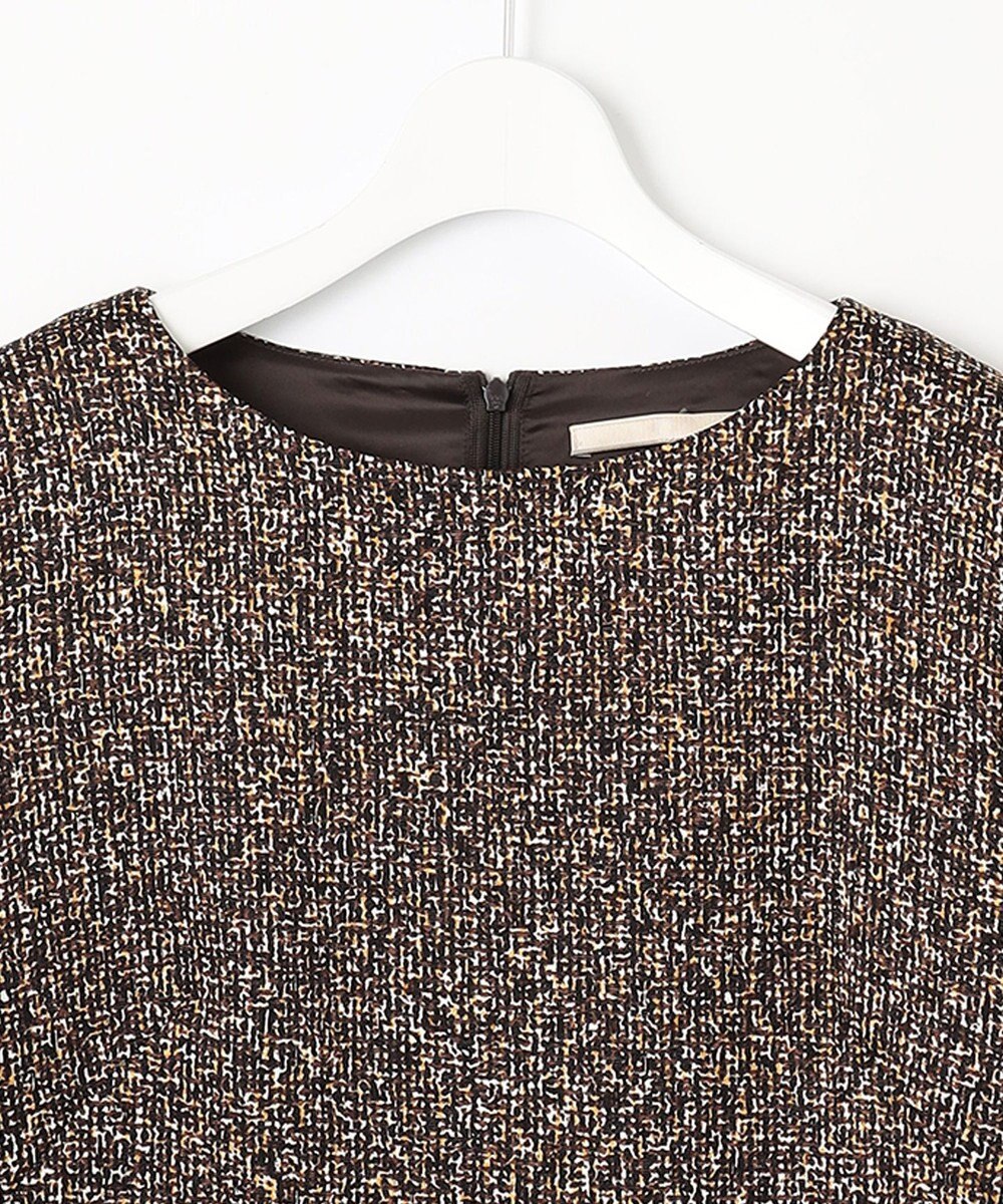 自由区 L 【洗える】ストレッチツイードプリント ワンピース 