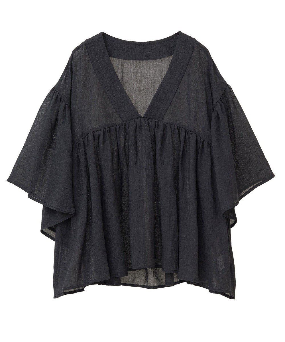 earth music&ecology Ｖネックギャザーブラウス 