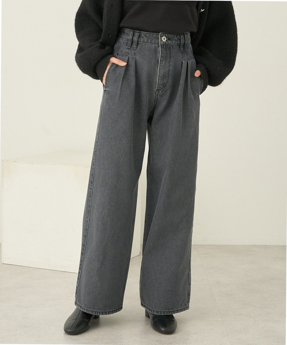 earth music&ecology ダブルタックワイドデニムパンツ 