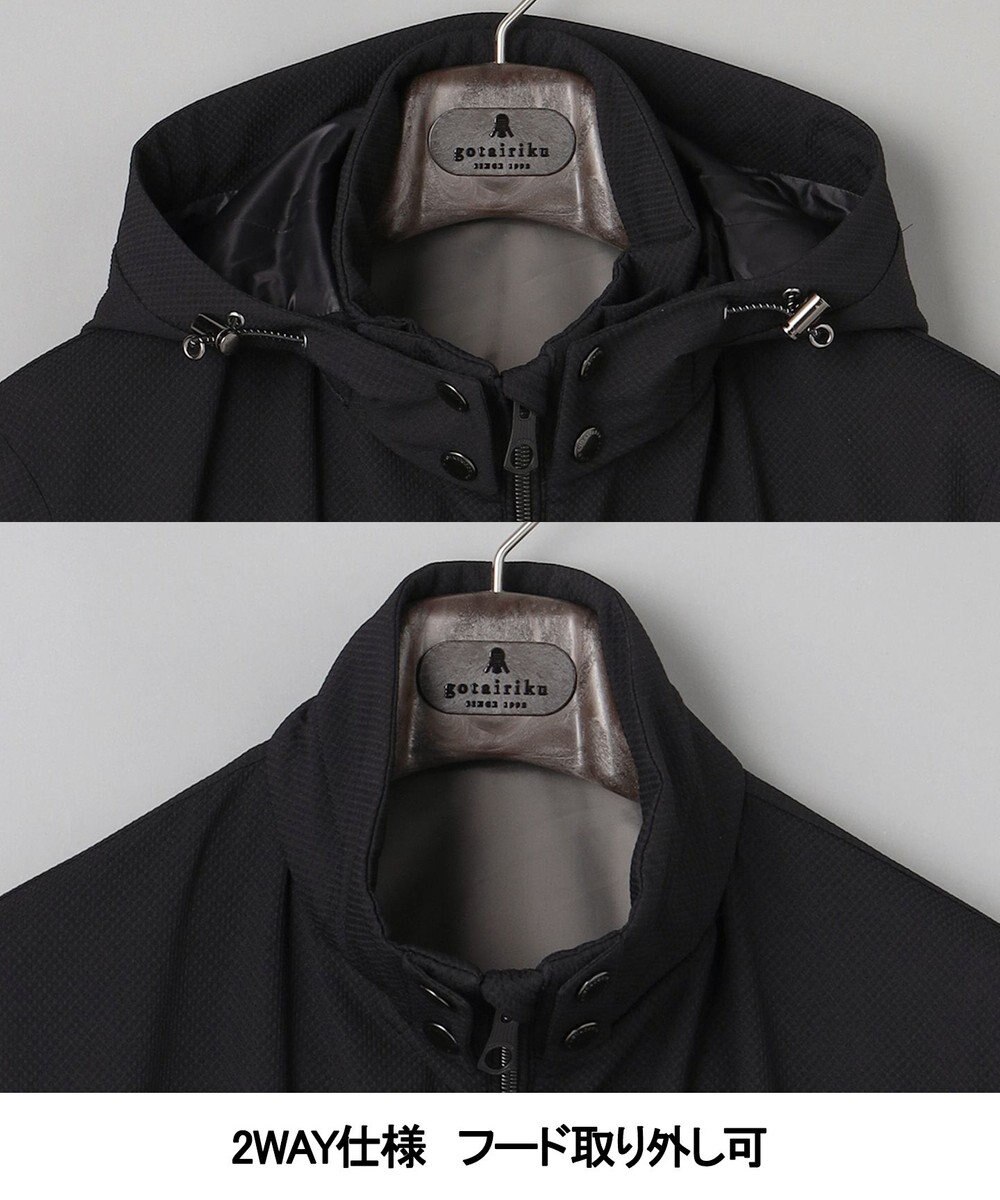 GOTAIRIKU 仕事で着られる【シワになりにくい/洗える/ストレッチ/吸水速乾】バブルテック フーデッドブルゾン 