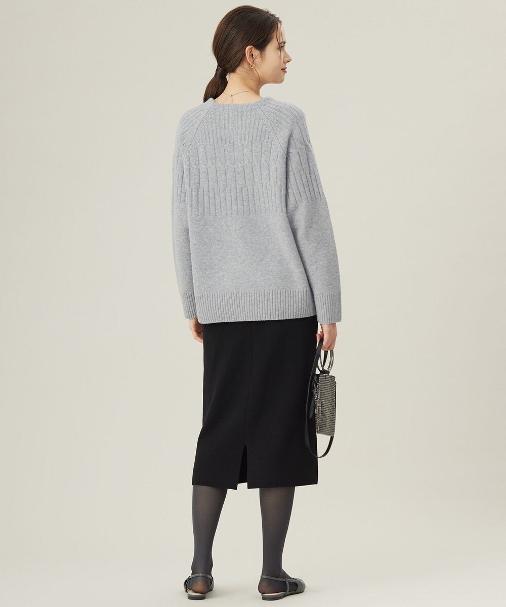 自由区 【洗える】ウールカシミヤブレンドケーブル ニット 