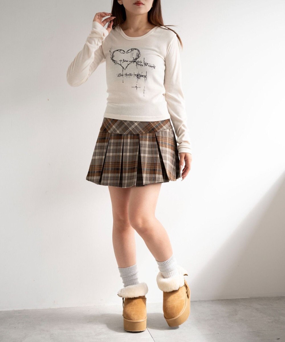 WEGO 【SCHOOL ITEM】チェック切替プリーツミニスカパン 