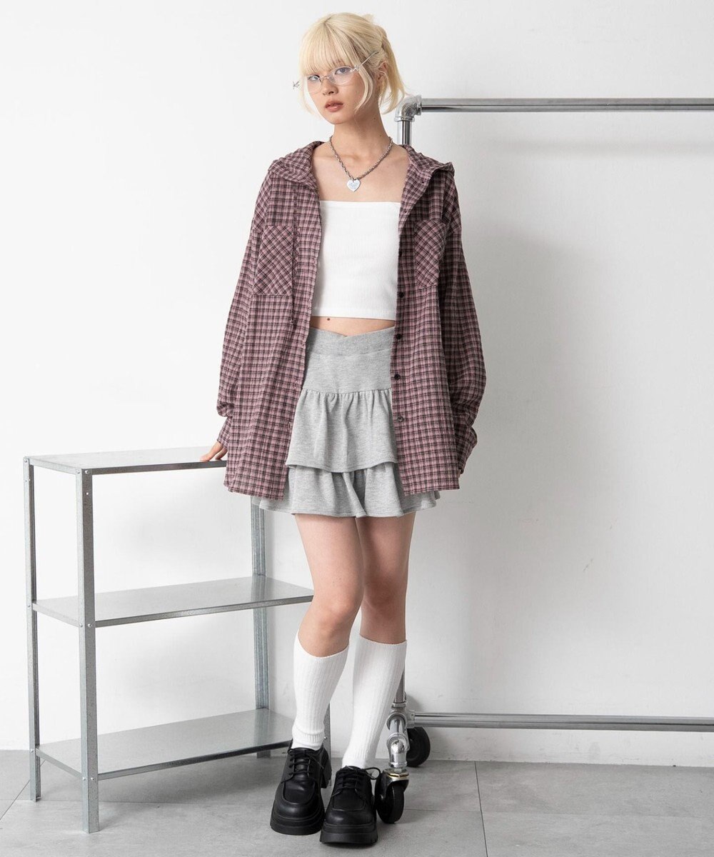 WEGO フードチェックBIGシャツ 