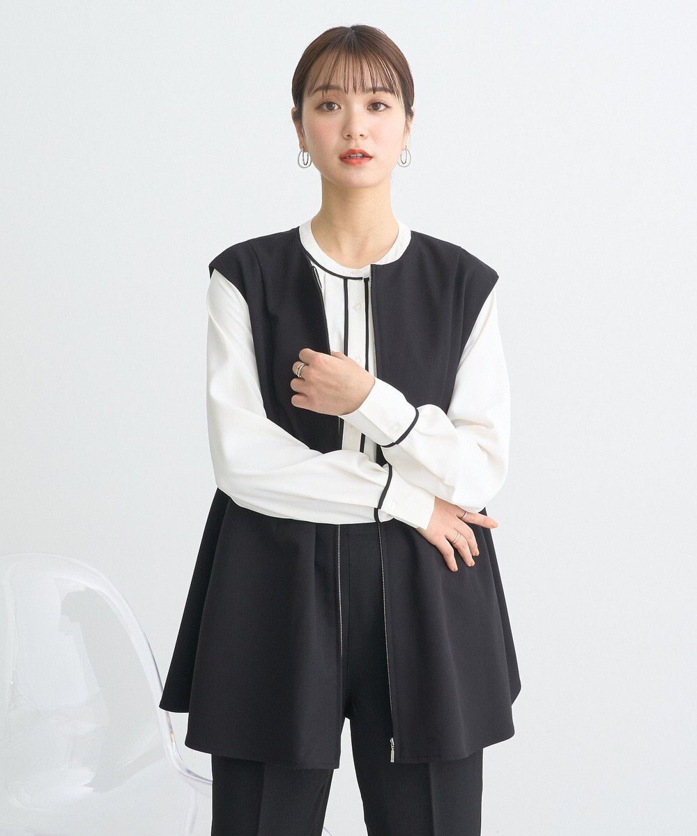 earth music&ecology バイカラータックブラウス 