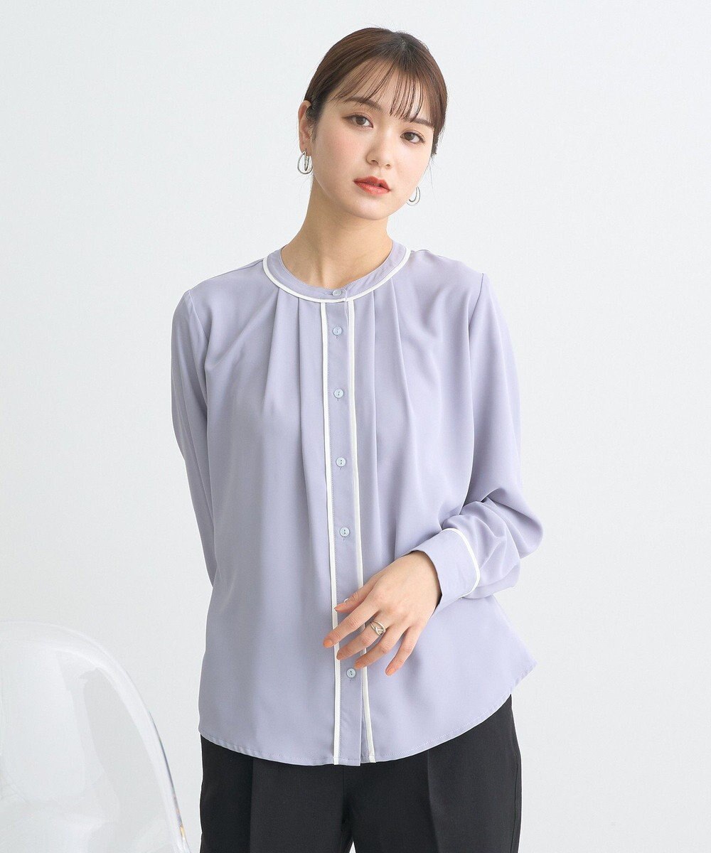 earth music&ecology バイカラータックブラウス 