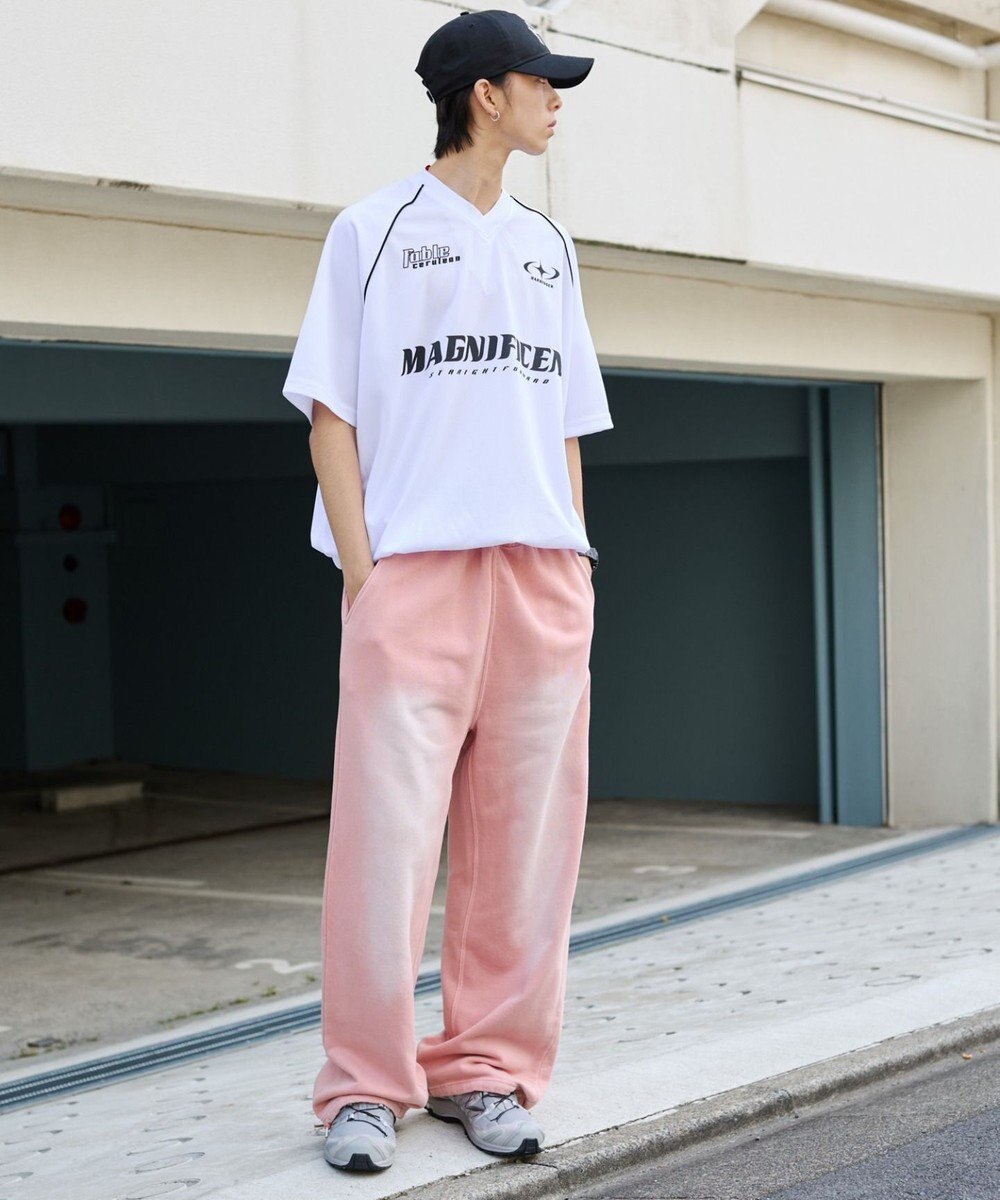 WEGO 【ウエストゴム/らくらくパンツ】アシッドウォッシュグラフィックスウェットパンツ 