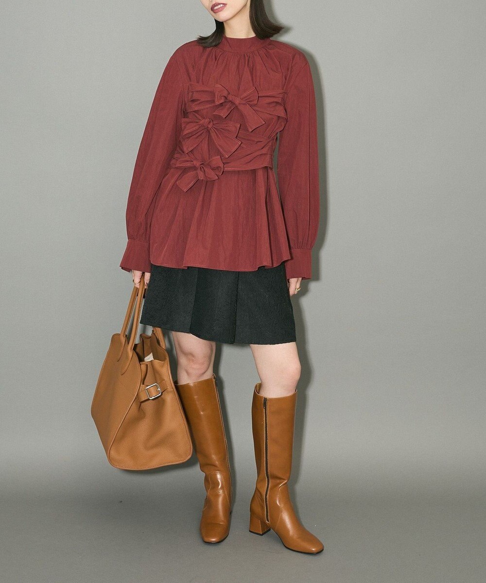 Green Parks リボンデザインハイネックブラウス 