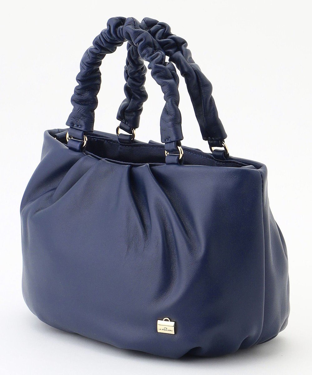 LA BAGAGERIE シープレザー ギャザーハンドル2wayラウンドトートバッグ 