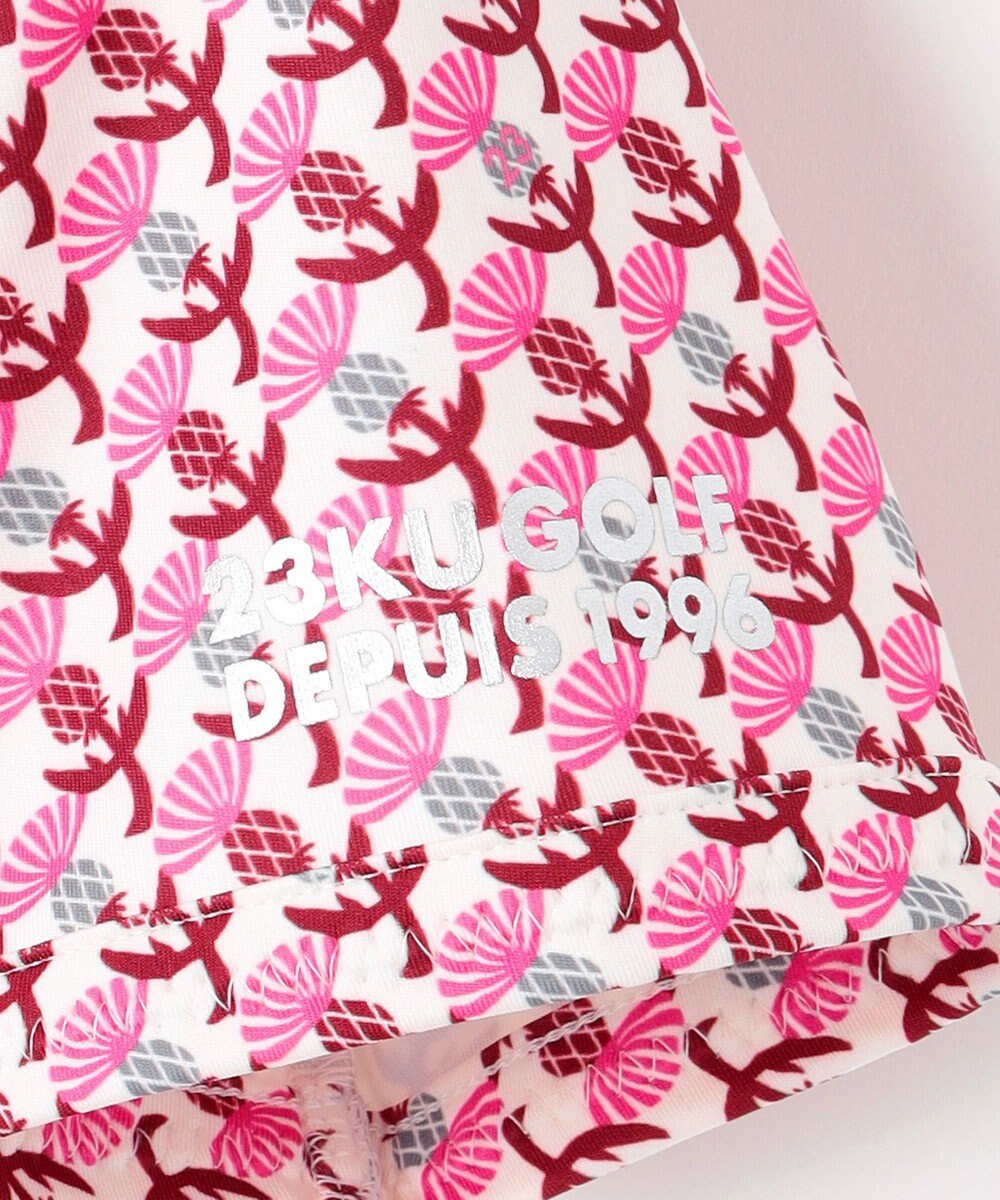 23区GOLF 【WOMEN】【吸水速乾/UVカット】アザミ小紋柄半袖ポロシャツ 