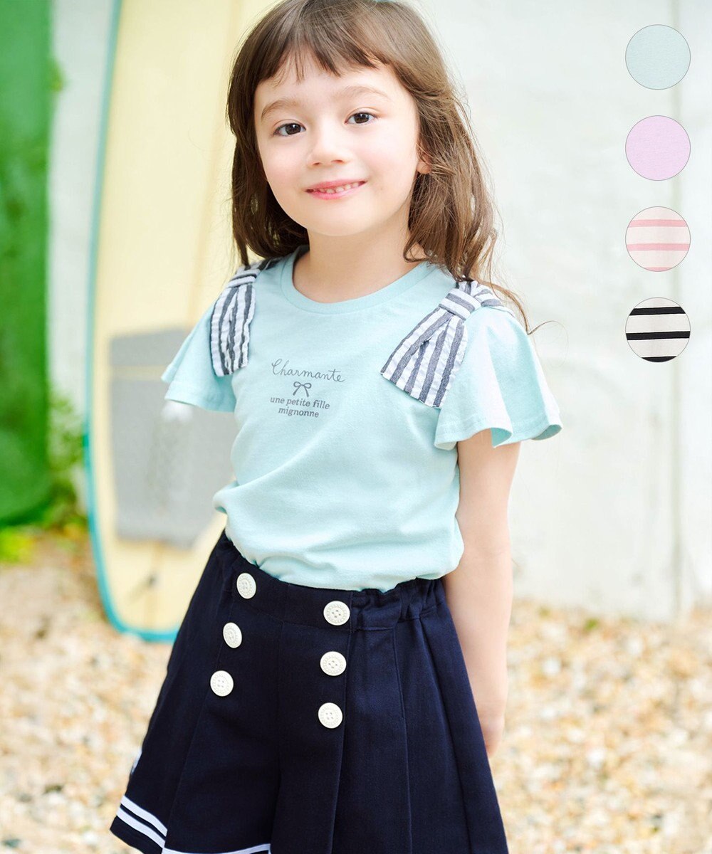 ANY KIDS ひんやりクール 肩リボンTシャツ 