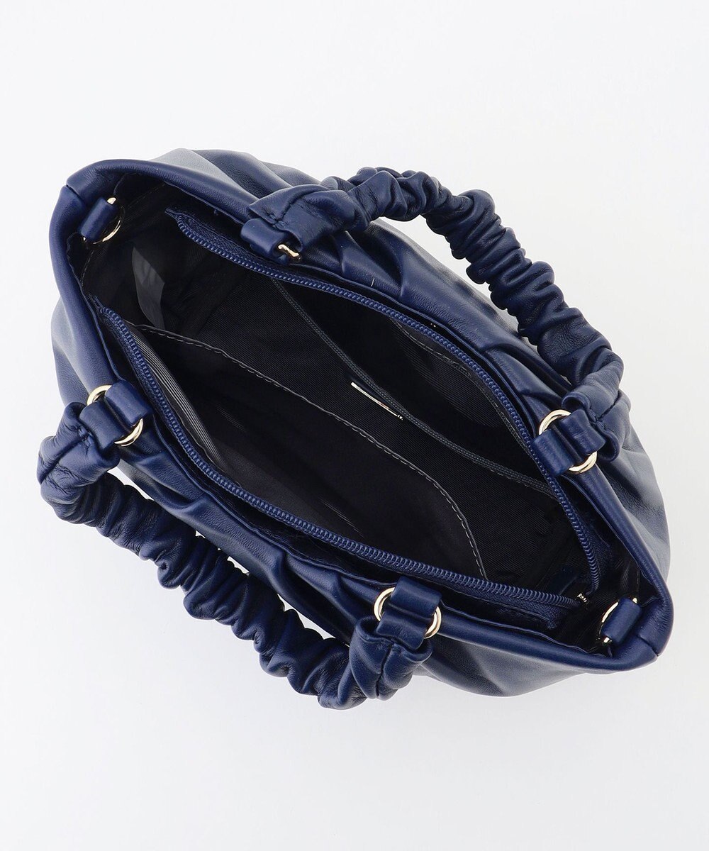 LA BAGAGERIE シープレザー ギャザーハンドル2wayラウンドトートバッグ 