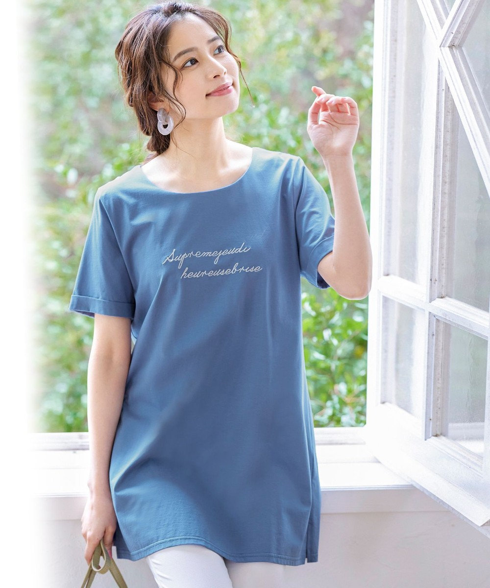 洗える】体型カバーも叶う、刺繍ロゴTシャツチュニック / Tiaclasse | ファッション通販 【公式通販】オンワード・クローゼット