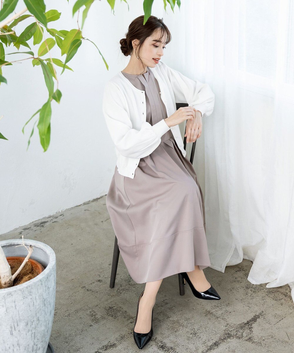 Tiaclasse 【洗える】パールボタンニットカーデ 